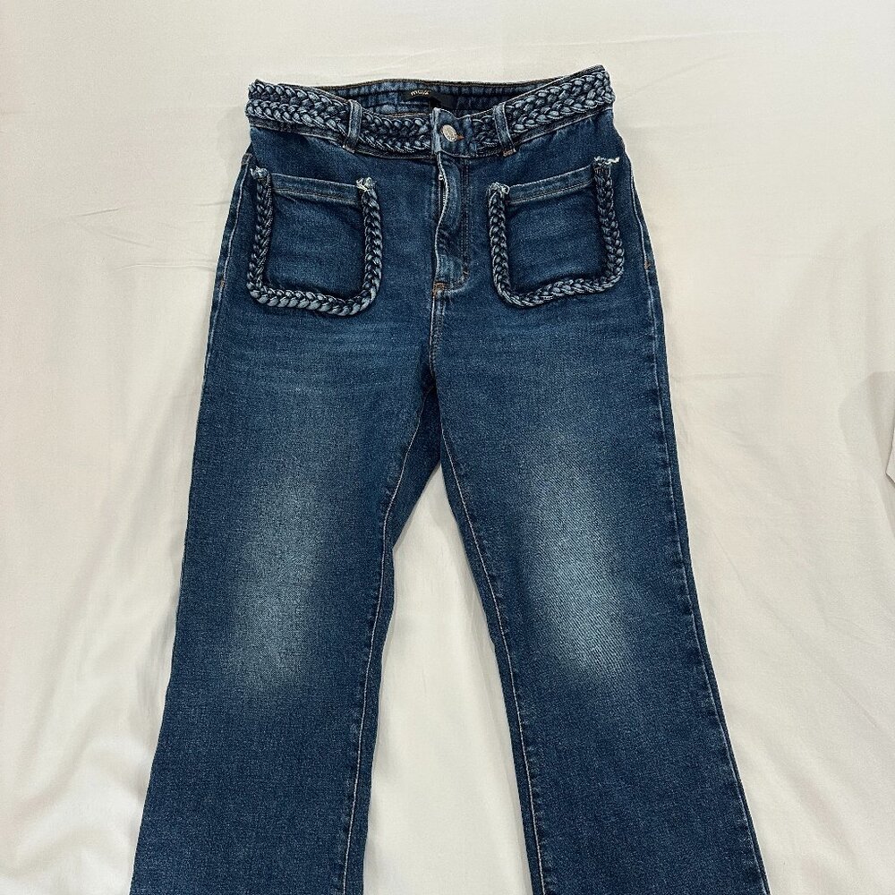 Maje Platane Dark Wash Braided Jeans